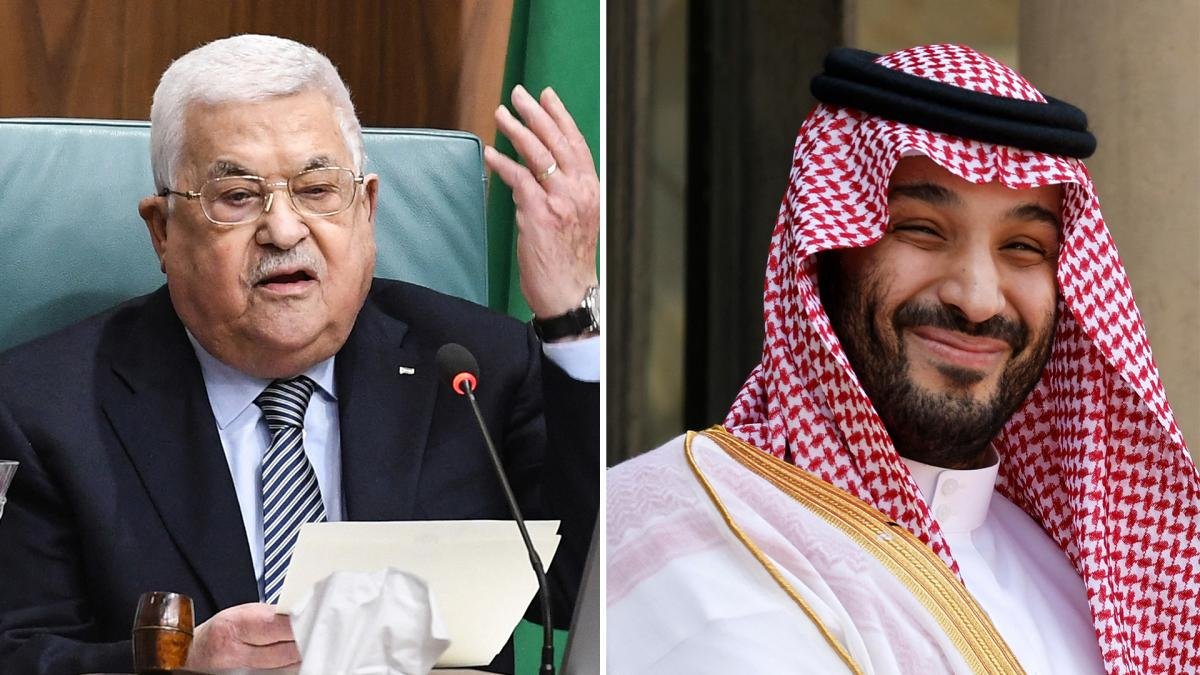 Mahmud Abbas presidente palestino y Mohammed bin Salman prncipe heredero8203 saudita