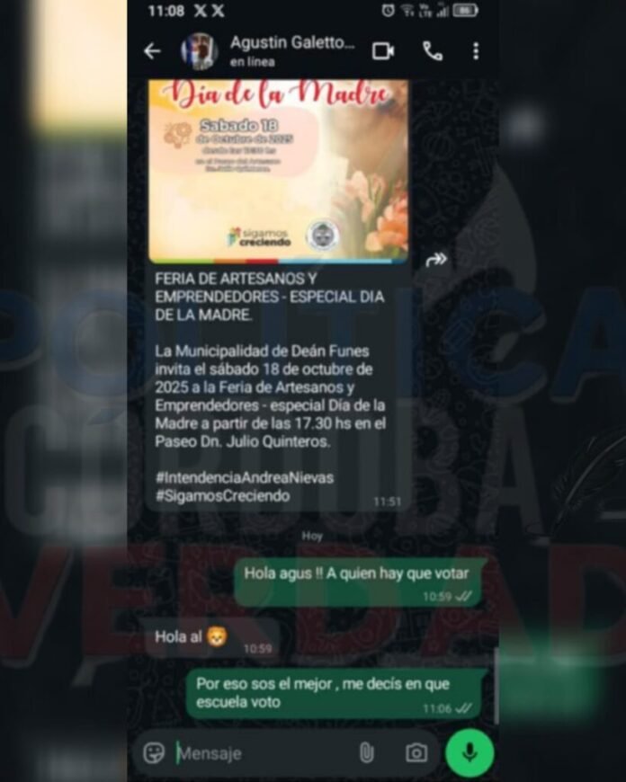 Dean Funes: filtran escandalosos chats dónde el hijo de la intendenta y el Secretario de Salud mandan a votar por LLA