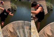 Se colgó del paredón del Dique San Roque para un reto viral y desató una ola de críticas