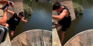 Se colgó del paredón del Dique San Roque para un reto viral y desató una ola de críticas