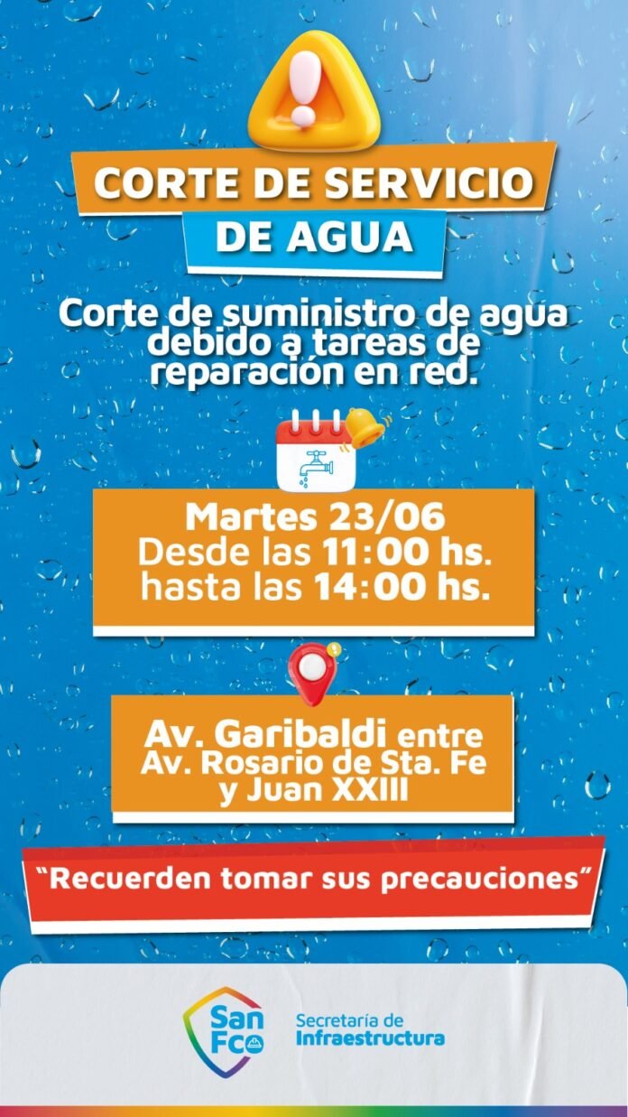 Corte de suministro de agua en barrio Corradi