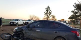 Motociclista hospitalizado tras un fuerte choque en Los Palmares