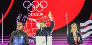Pullaro inauguró los Juegos Suramericanos en el Monumento a la Bandera y lo elogió una diputada libertaria de Karina